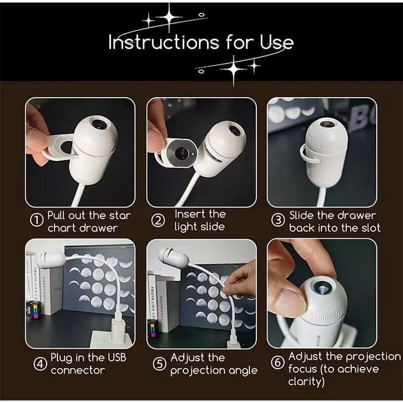 Step-by-step setup instructions for the Galaxy Star Projector